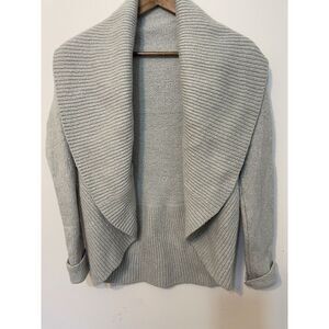 Vince Wool Cashmere Silk Gray Shawl‎ Collar Open Front Cardigan Sweater Sz M